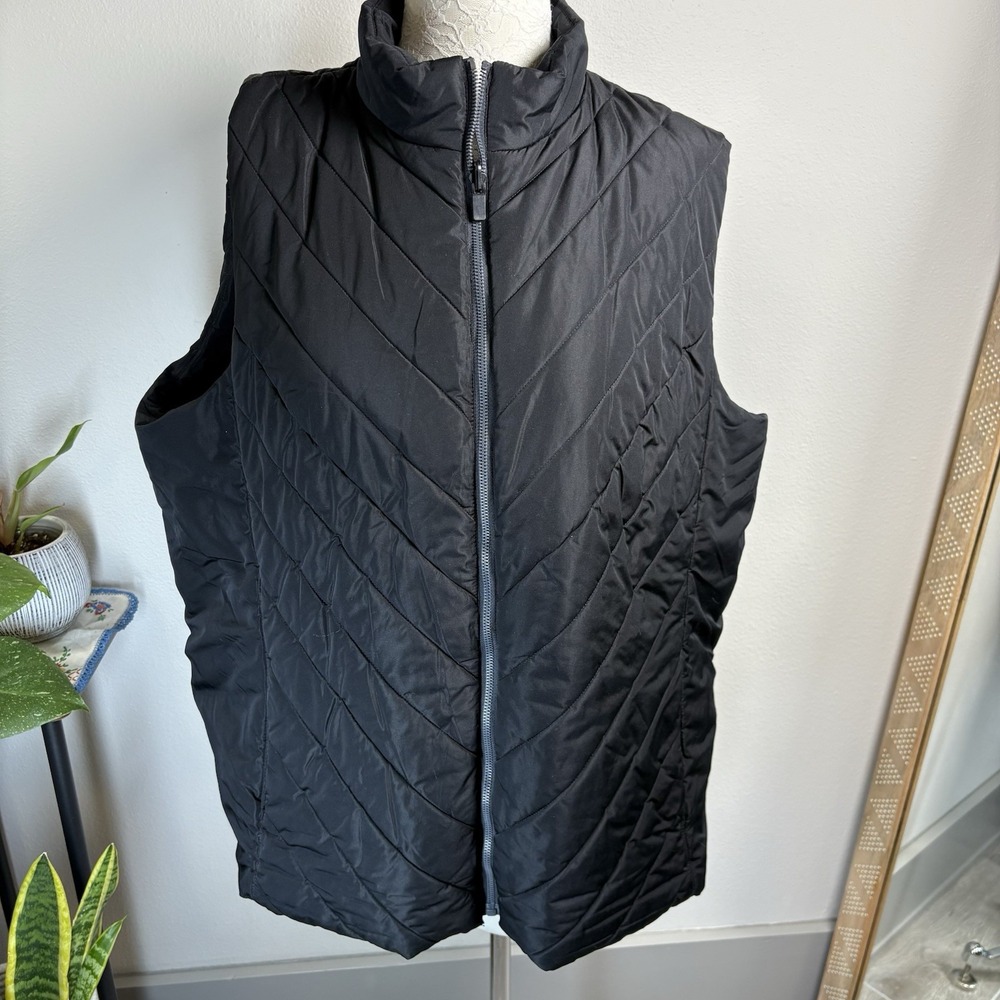 Lands' End Women's Plus 2X ~ Black Puffy Down-Alternative Quilted Puffer Vest